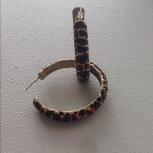 Earrings in a Leopard Print on a Metal Hoop